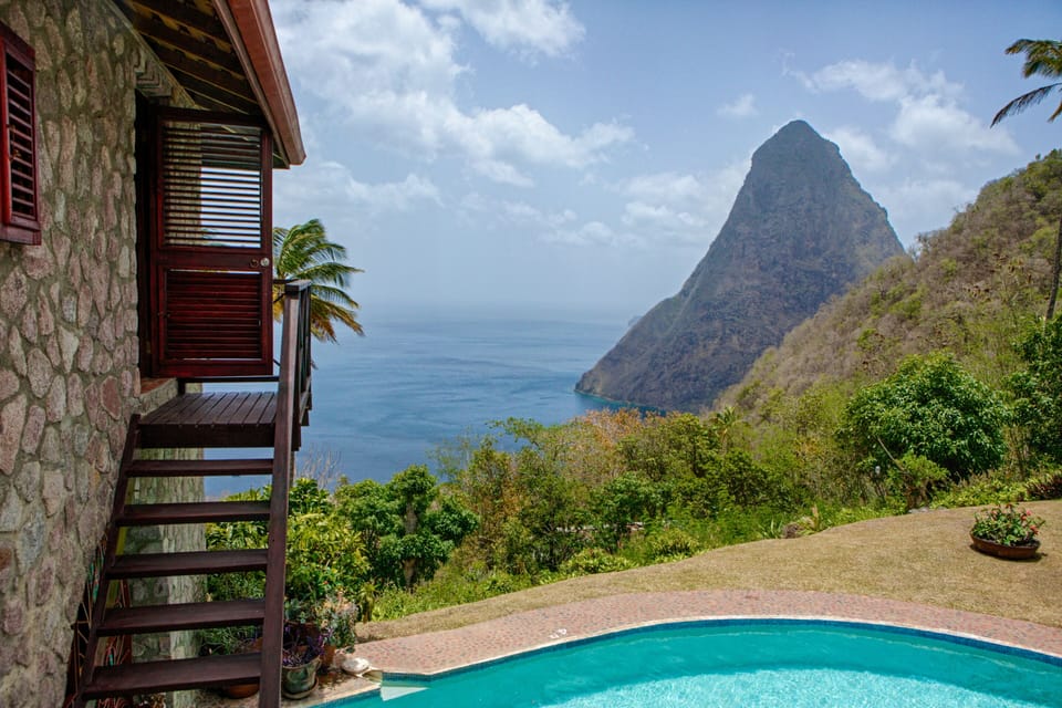 The Petit Piton from the private veranda off the master bedroom.