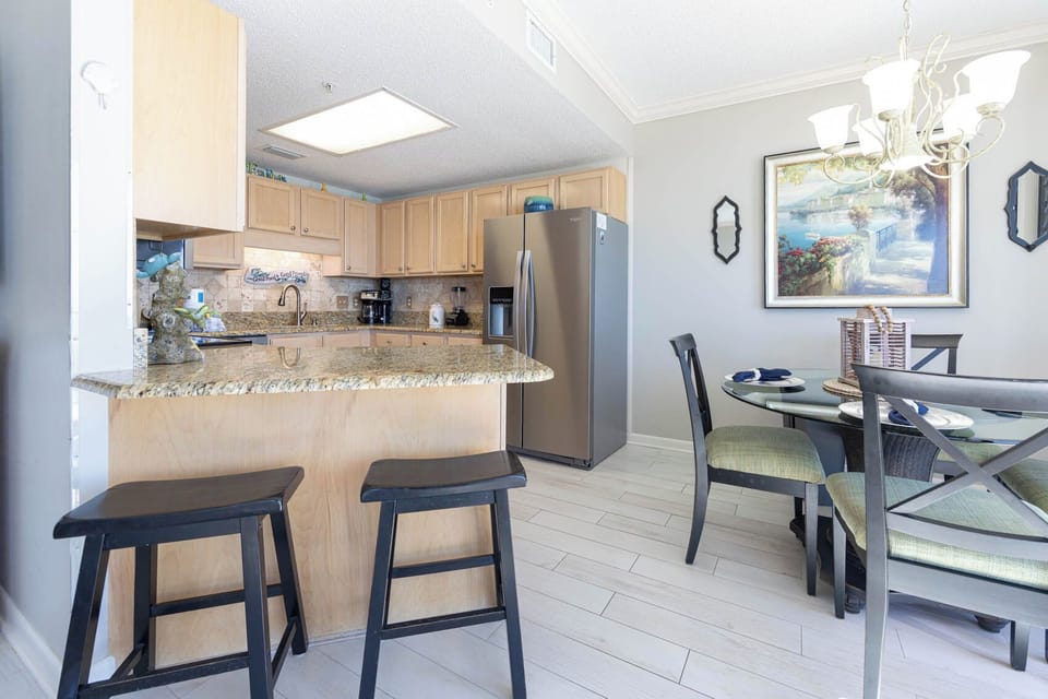 Gather in the kitchen area for a meal or coffee from the coffee corner with a tradittional pot or Keurig cup