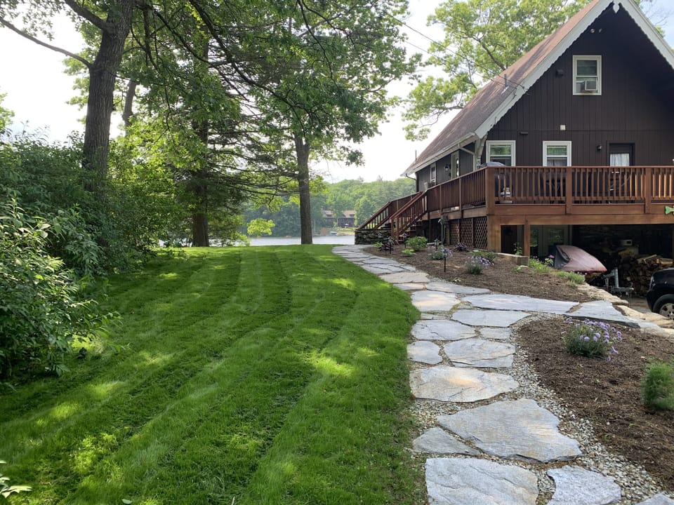 Beautiful path to the kitchen entry up the stairs.  
