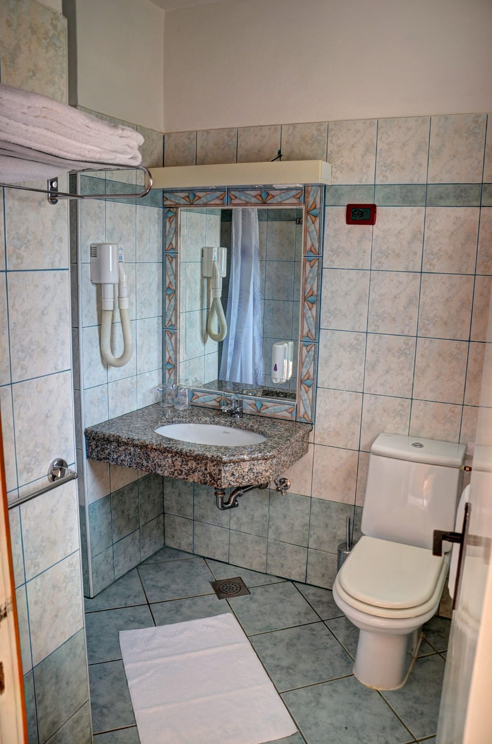 Hair dryer, towels