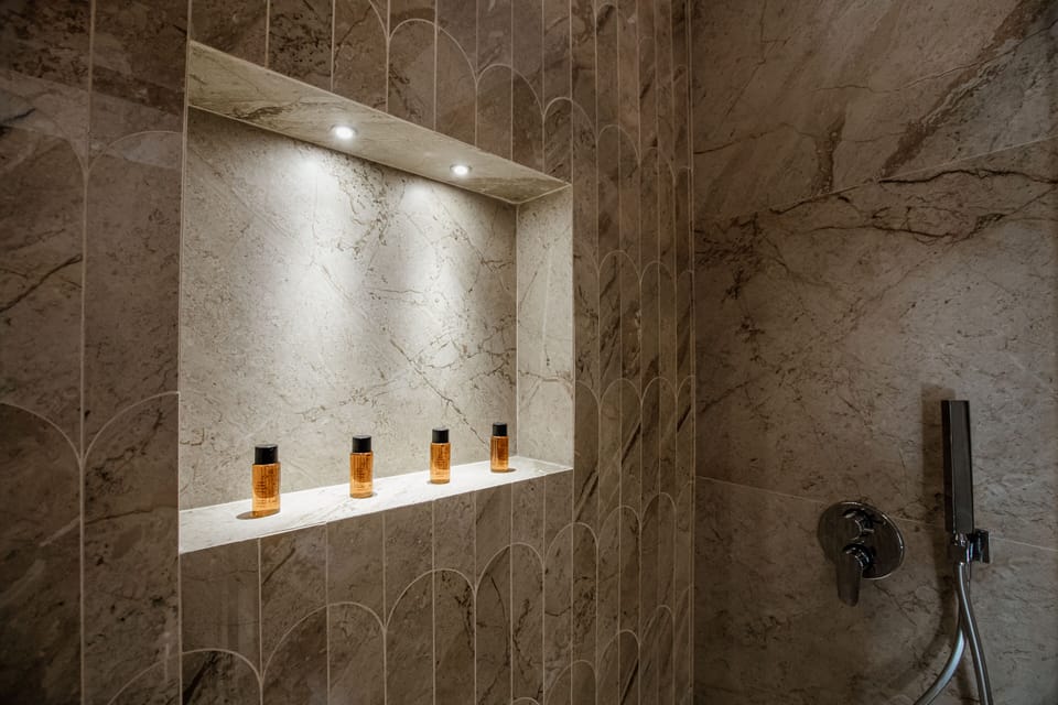 Romantic Suite, Terrace, Sea View | Bathroom | Shower, rainfall showerhead, free toiletries, hair dryer
