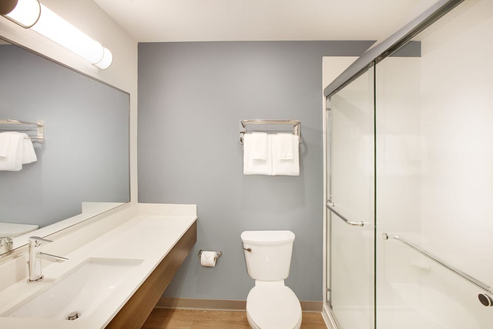 Standard Room, 1 Queen Bed, Non Smoking | Bathroom | Combined shower/tub, free toiletries, hair dryer, towels