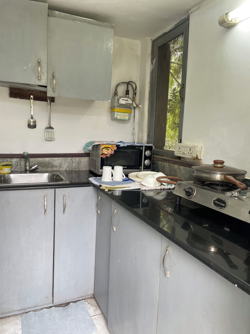 Fridge, microwave, coffee/tea maker