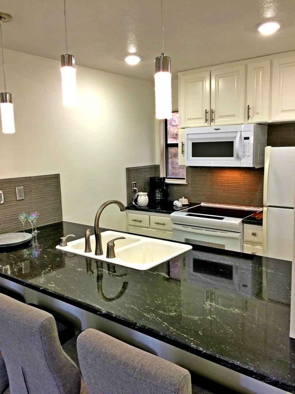 kitchen is equipped with all modern appliances