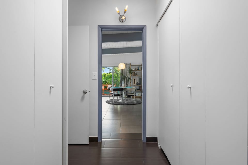 hallway from kitchen and bathroom to living space