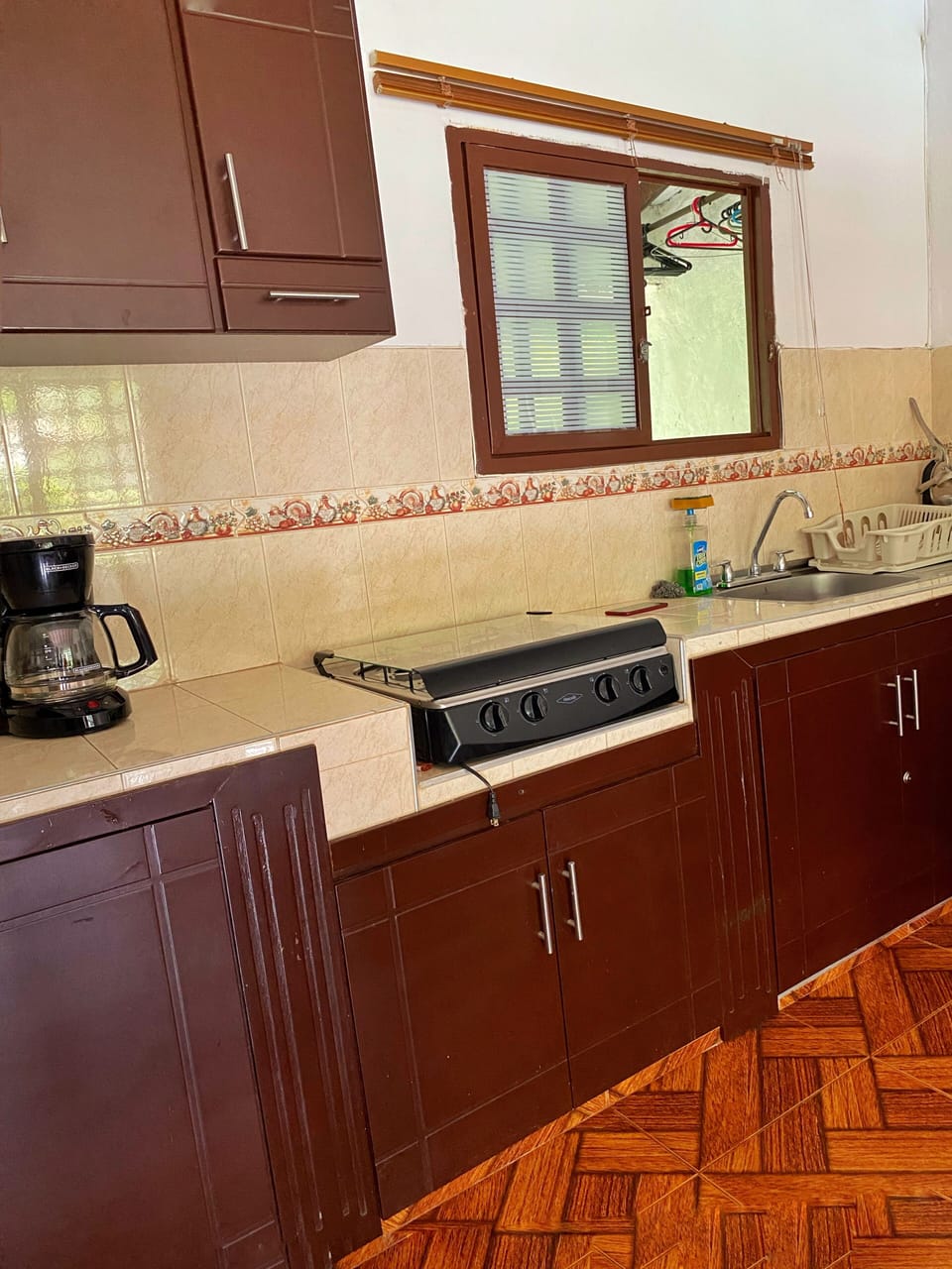 Fridge, dining tables