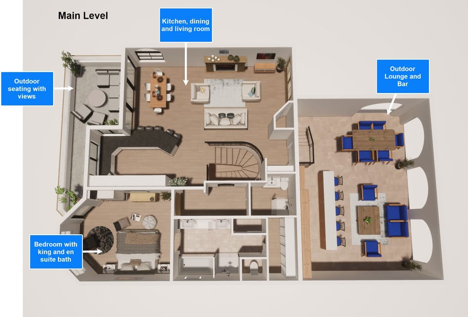 Main level and garge lounge floor plan