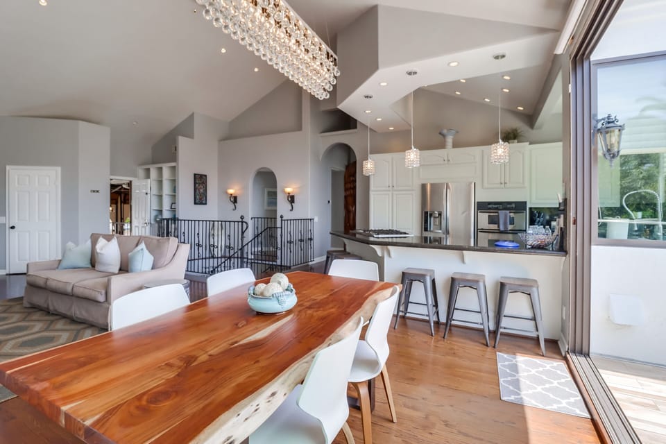 Gather in the dining area and enjoy a home cooked meal in a warm, inviting space designed for connection and conversation.