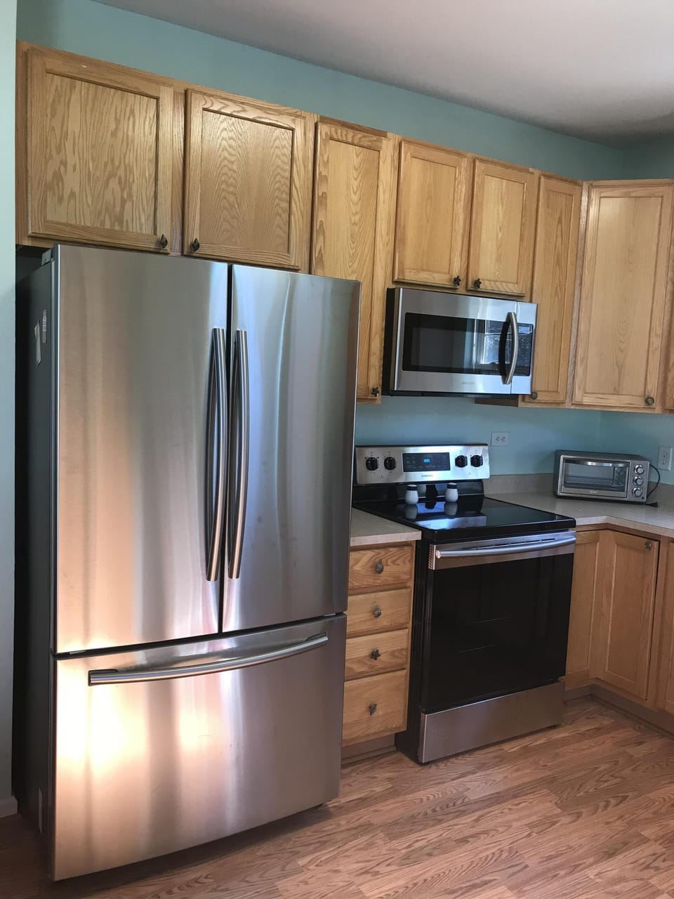 Brand new stainless appliances - refrigerator, stove, microwave, & dishwasher