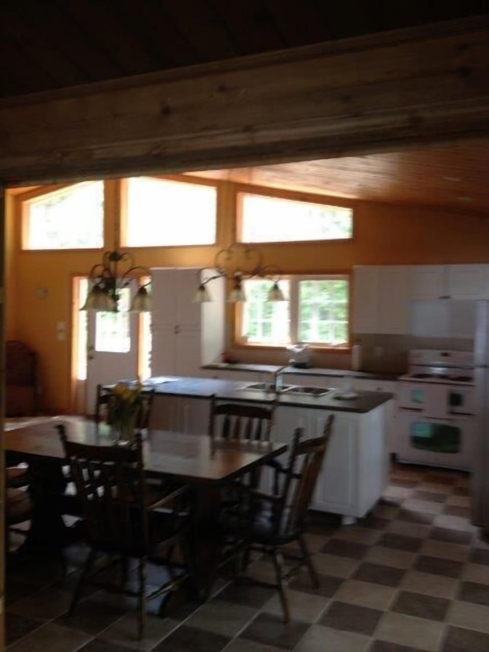 Kitchen with  vaulted ceiling