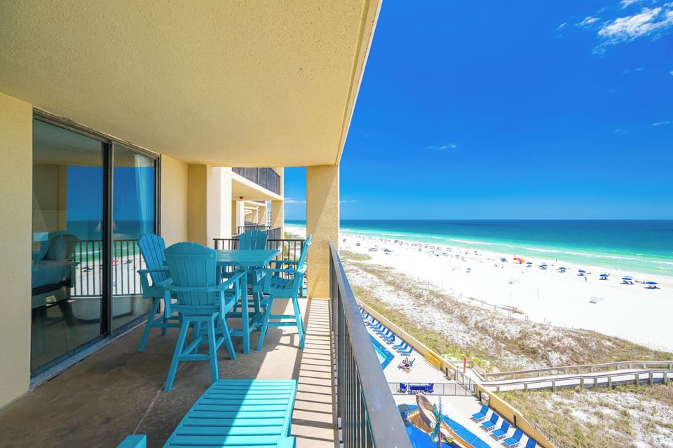 Your balcony invites you to relax with cool gulf breezes and watch waves kiss the bright shore below