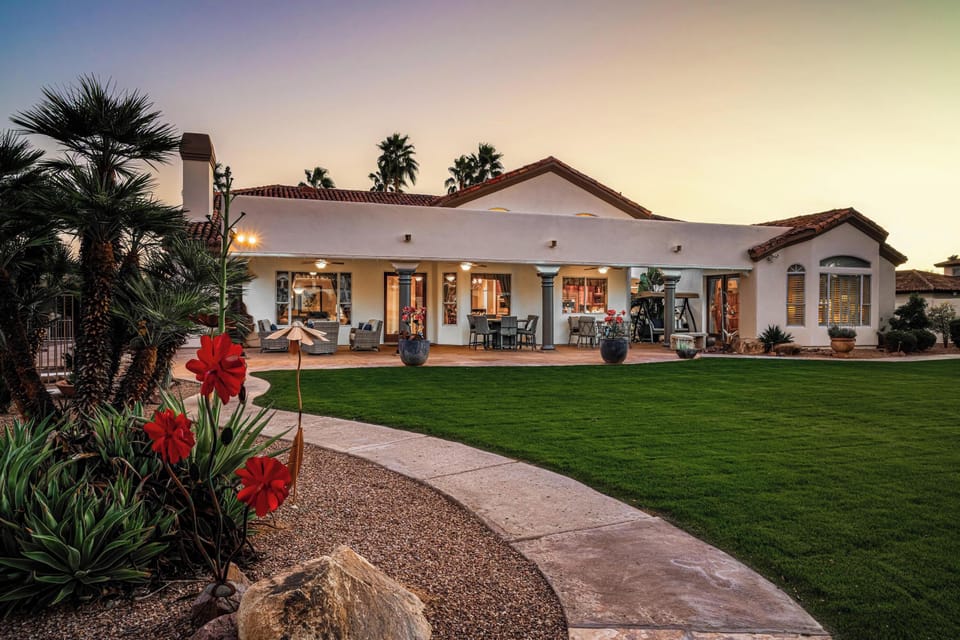 Backyard Lawn + Patio View