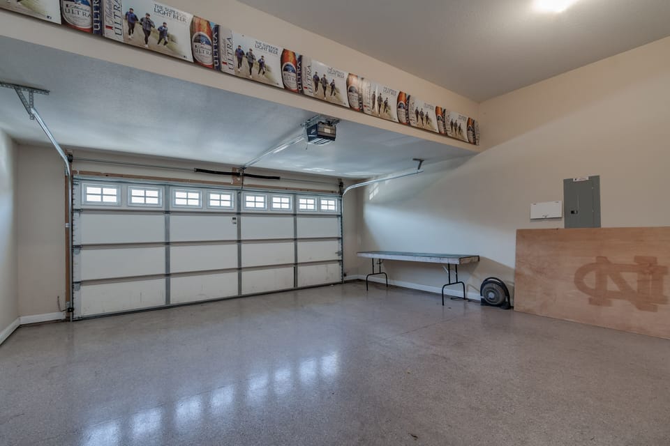 Parking is available in the garage and driveway. Guest parking is not guaranteed