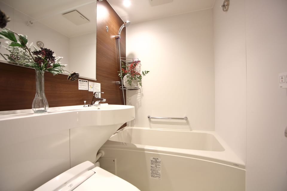 Shower, free toiletries, hair dryer, slippers