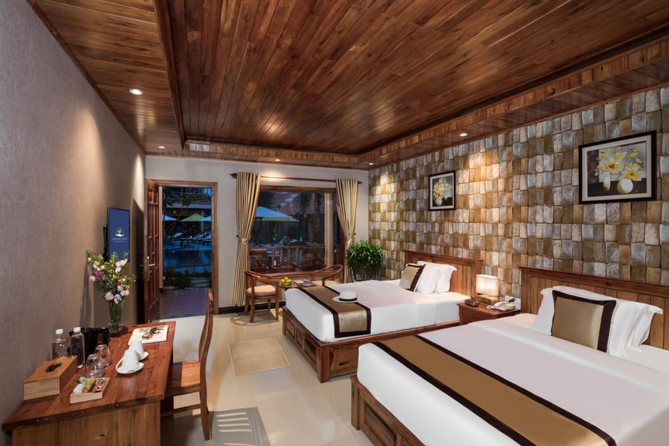 Deluxe Room, 2 Double Beds, Pool View | Premium bedding, minibar, in-room safe, desk