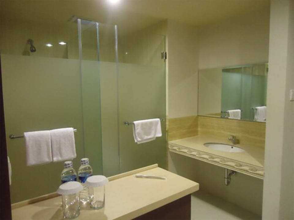 Shower, free toiletries, hair dryer, slippers