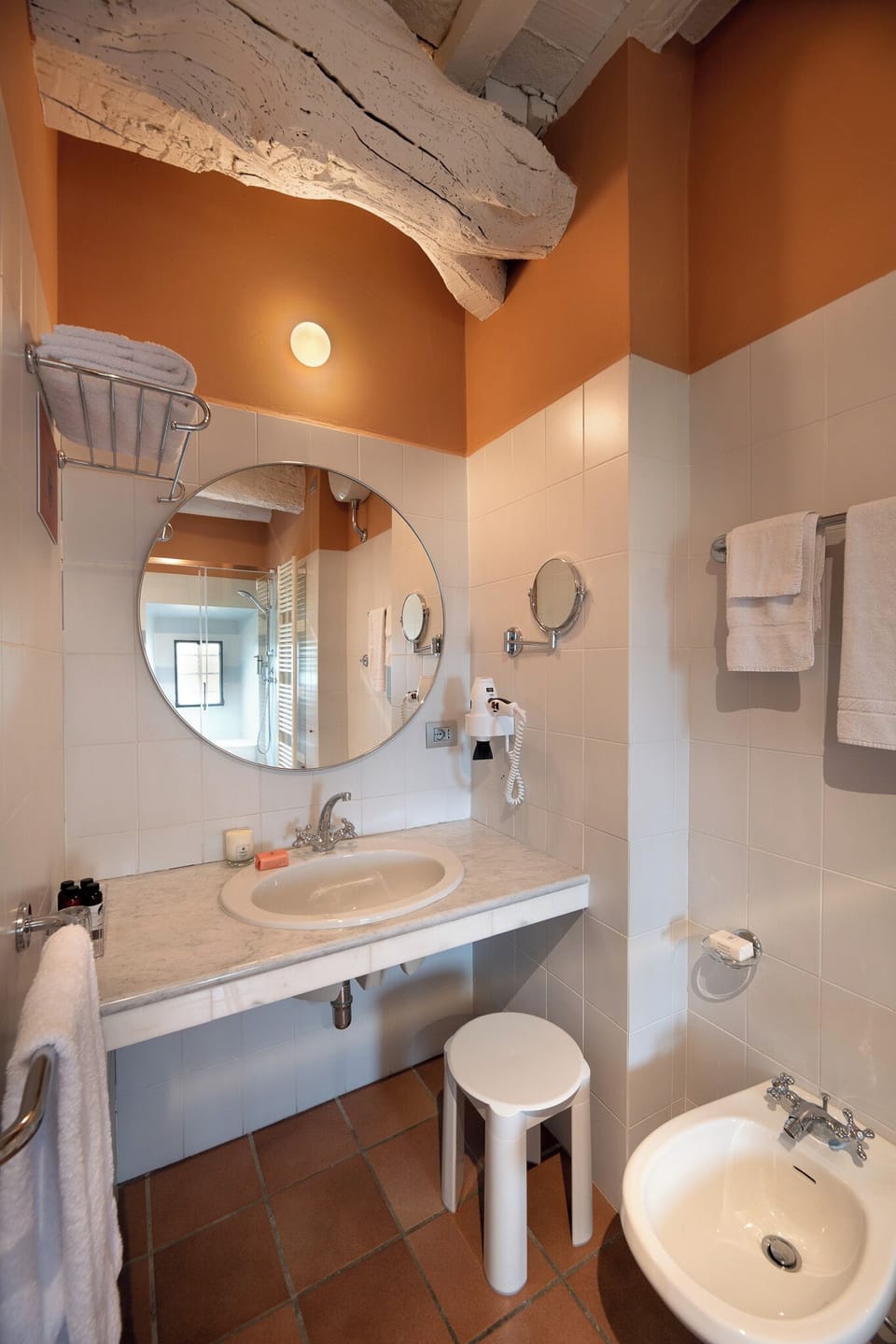 Free toiletries, hair dryer, bidet, towels