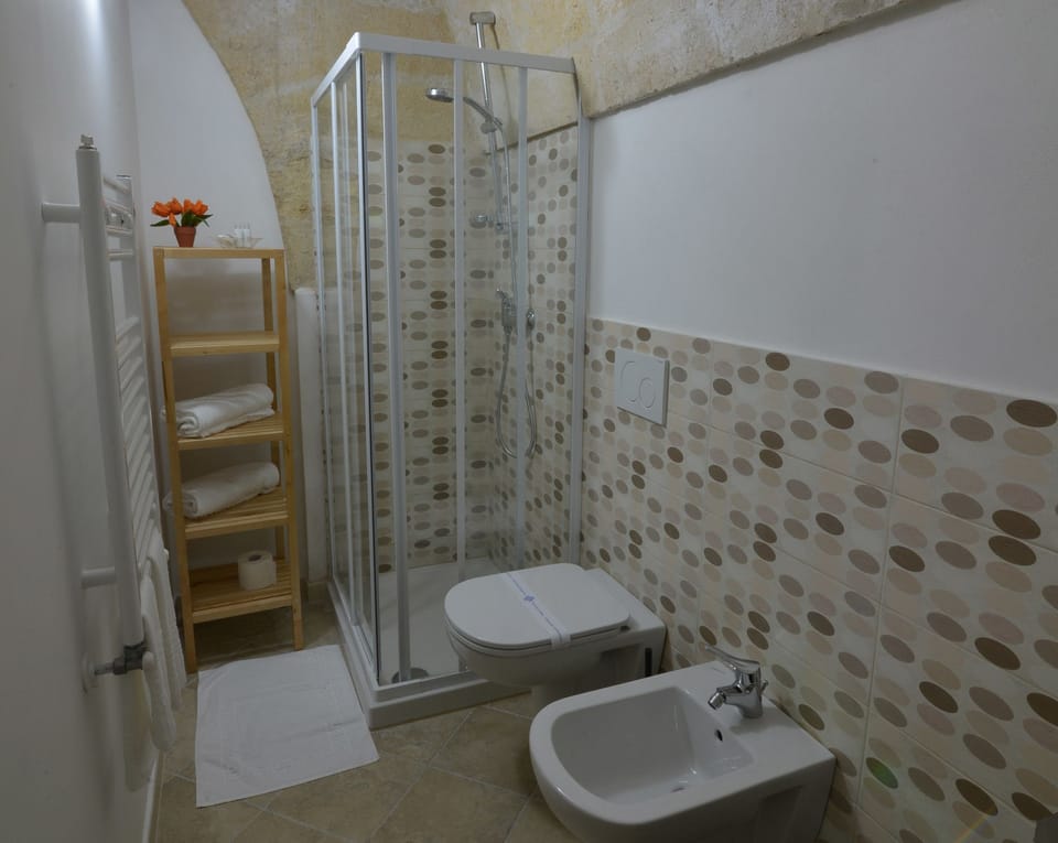 Double Room (n.1) | Bathroom | Shower, rainfall showerhead, free toiletries, towels