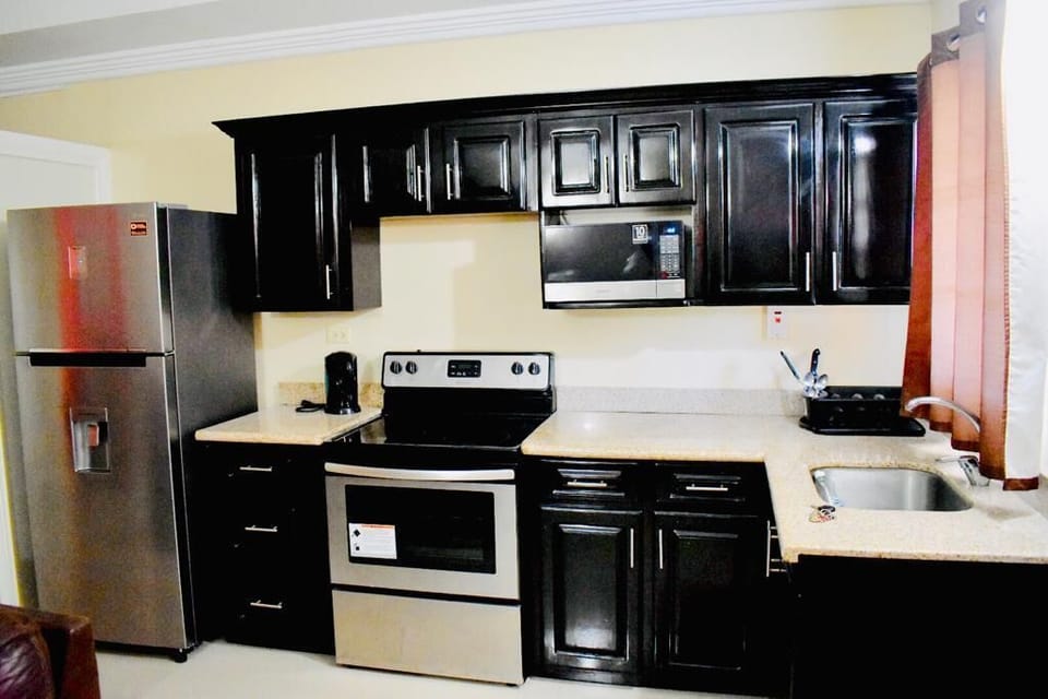 Executive Apartment, 1 Bedroom, Kitchen, Executive Level | Private kitchen | Full-size fridge, microwave, oven, stovetop