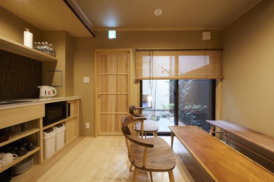 Japanese Town Style House | Private kitchen | Fridge, microwave, coffee/tea maker, electric kettle