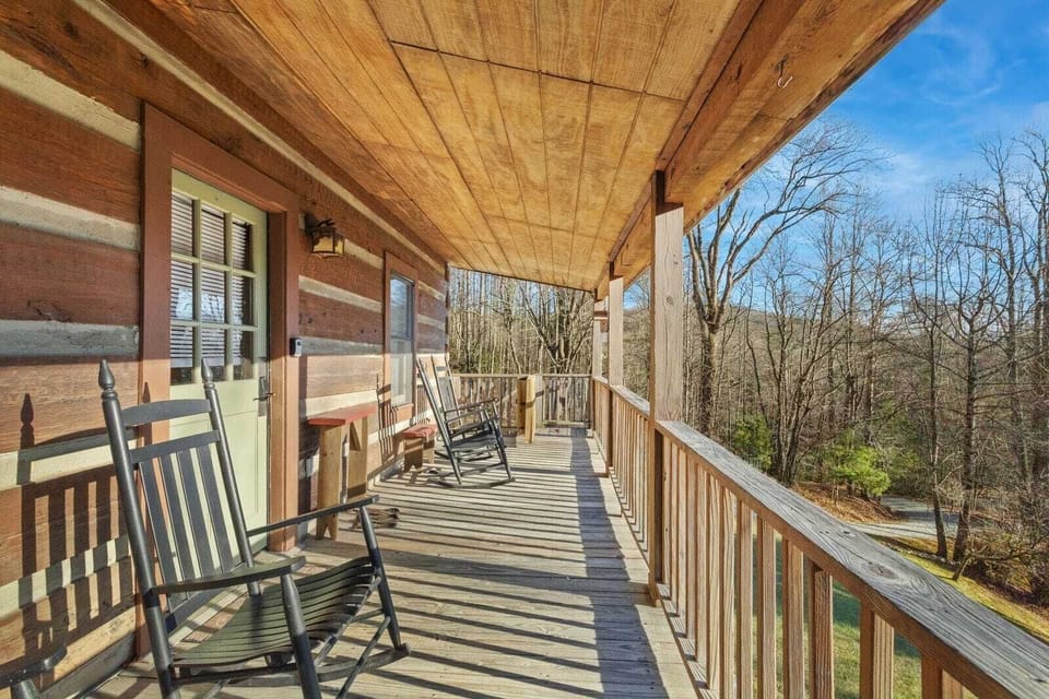 Large Covered Deck with Mountain Views