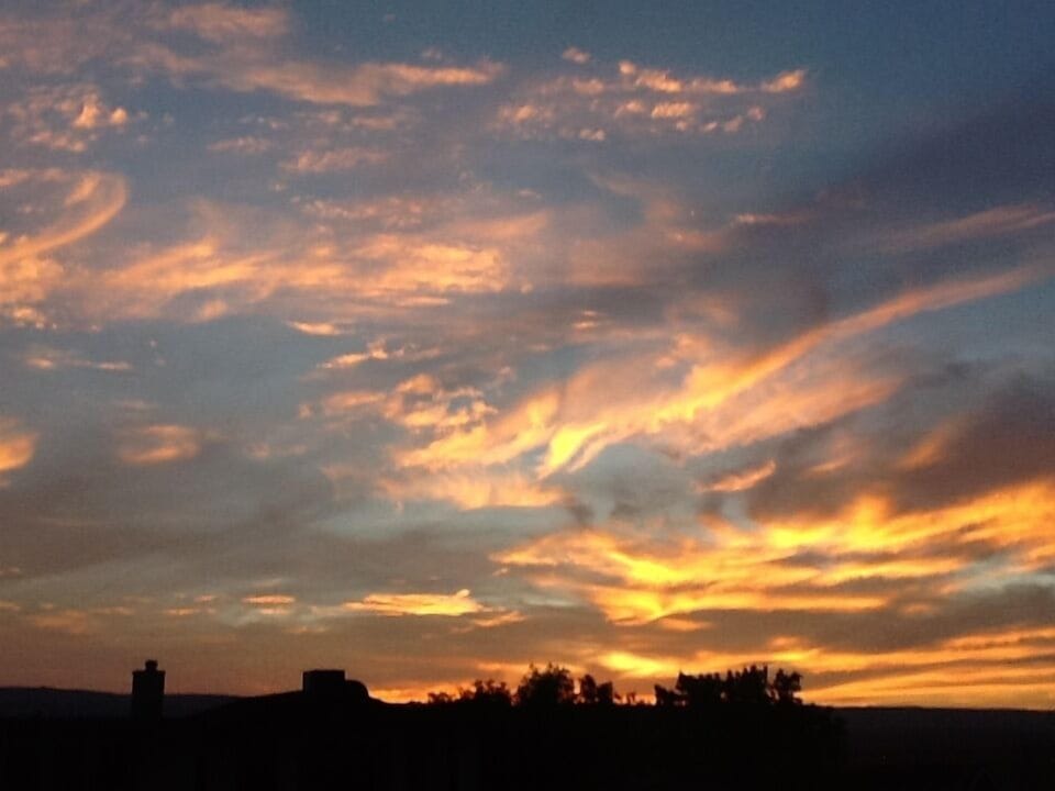 Sunset view from front of house