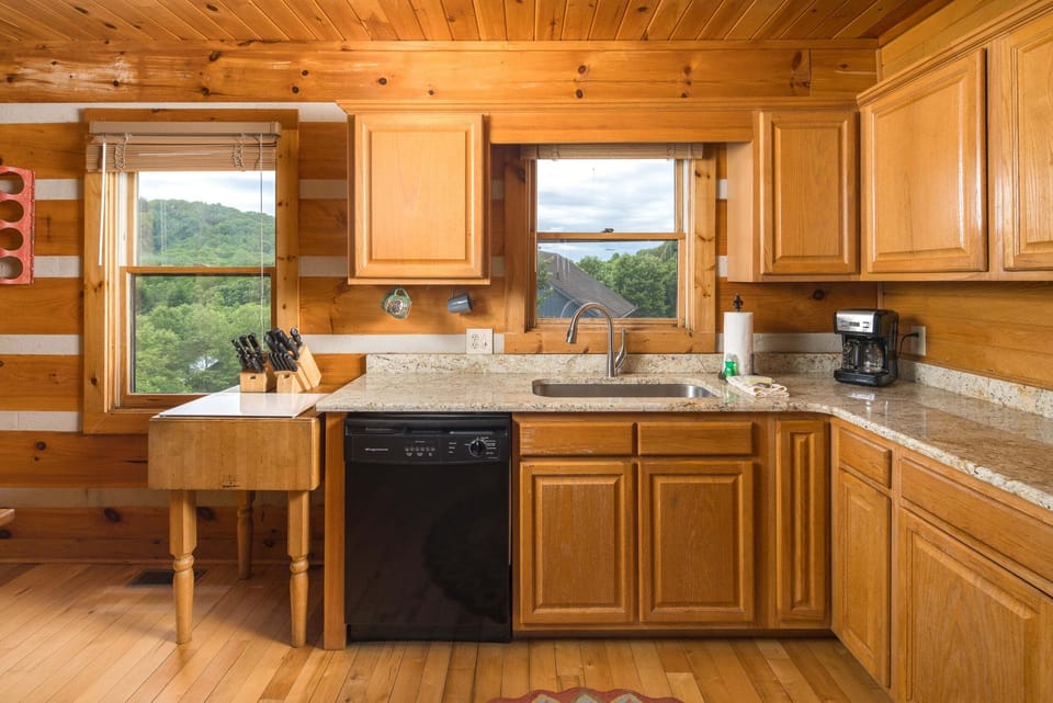 Prepare meals while enjoying beautiful mountain scenery
