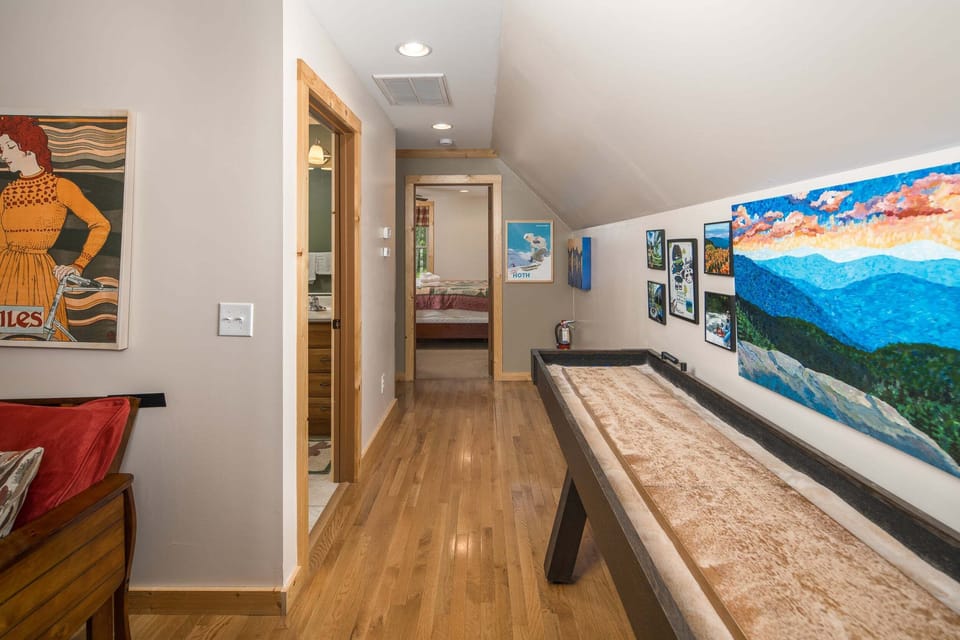 The upstairs loft provides additional space for games, movies, and relaxing together