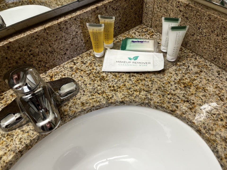 Standard Room, 2 Queen Beds | Bathroom | Combined shower/tub, free toiletries, towels