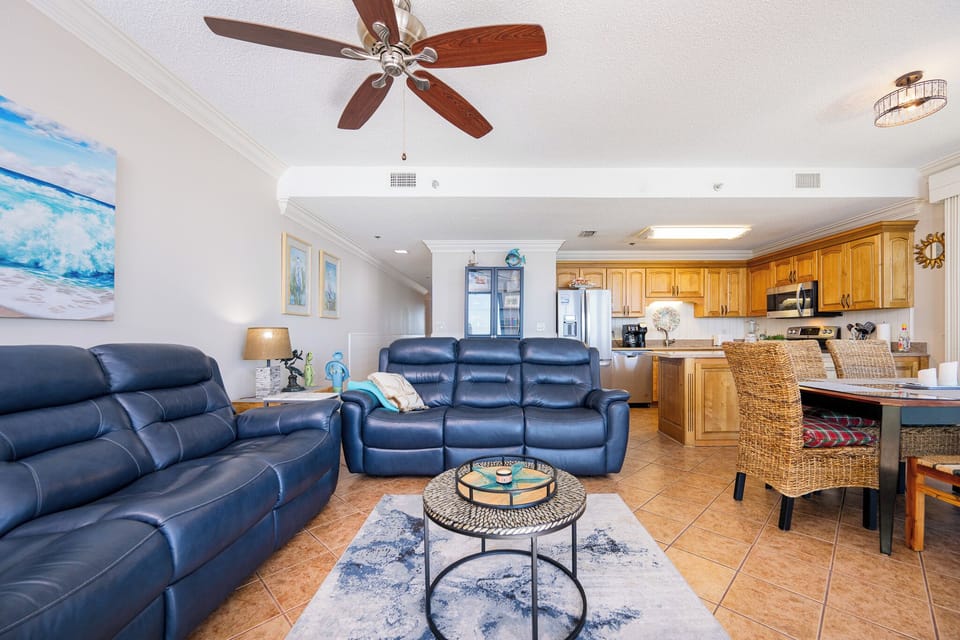 Relax in the welcoming living area, streaming your favorite shows while enjoying the coastal vibe all around you
