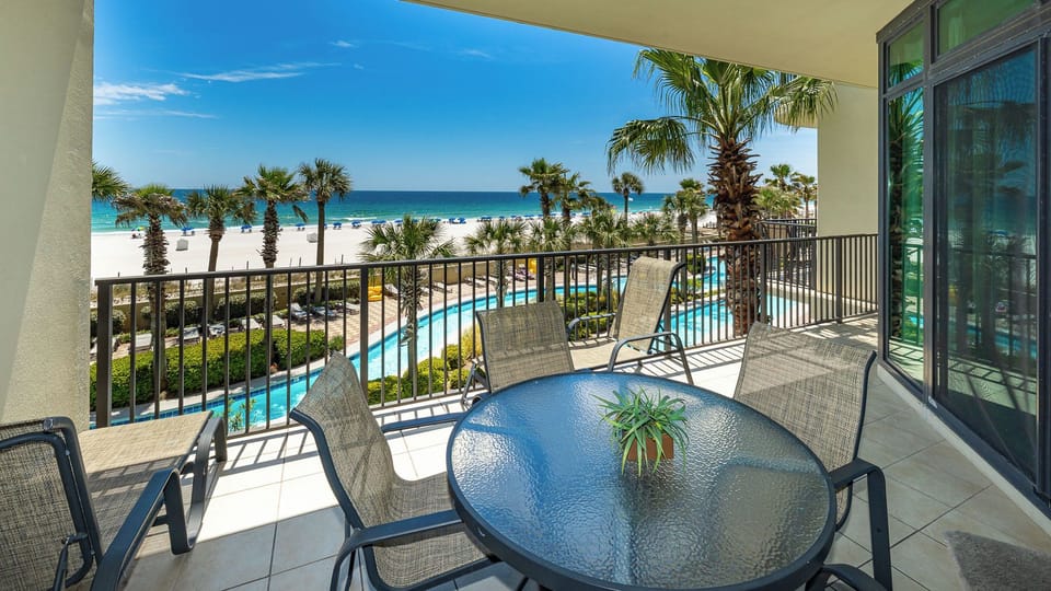 Your balcony invites you to savor warm gulf breezes while relaxing near the lazy river and shoreline