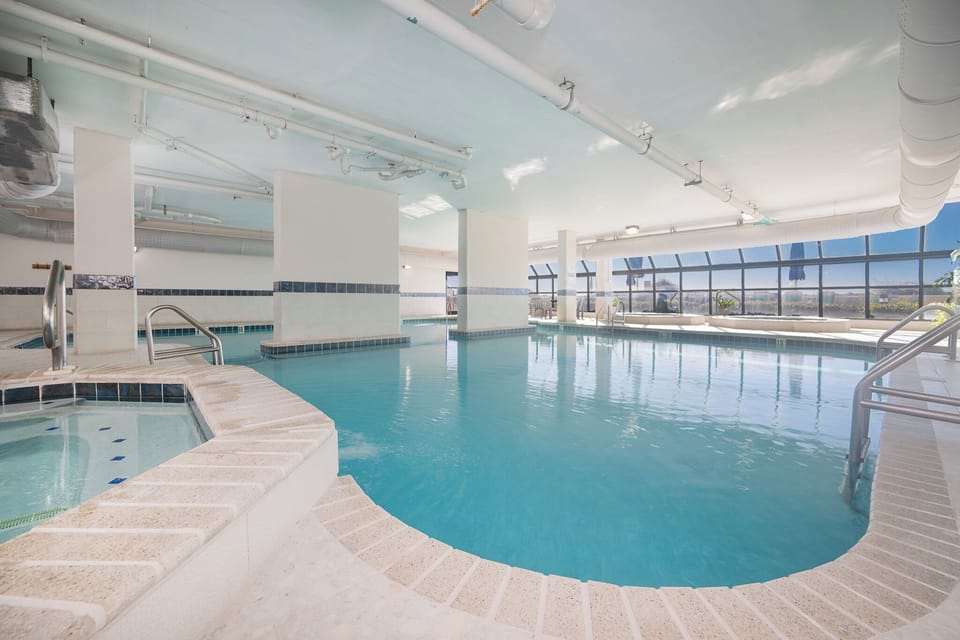 Cool off in the indoor pool at Phoenix VI and enjoy stunning views