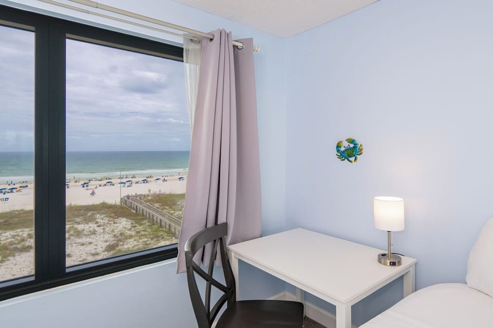 This dedicated workspace makes working remotely on vacation easy