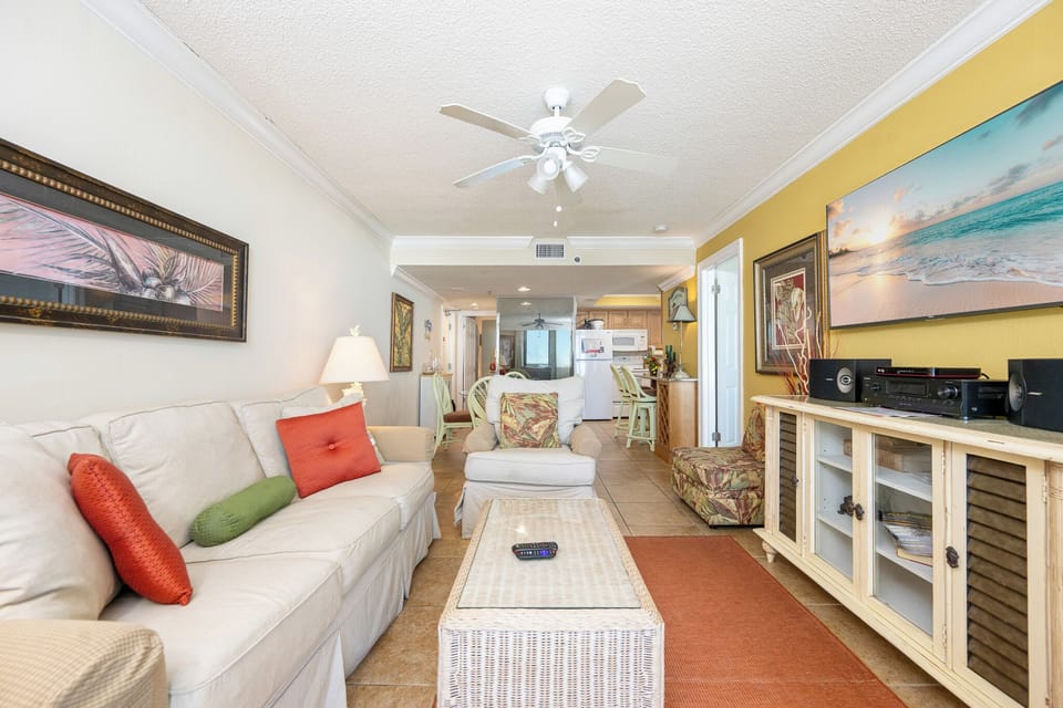 Transform your evenings by unwinding in the cozy living area, where relaxation meets charming decor and entertainment