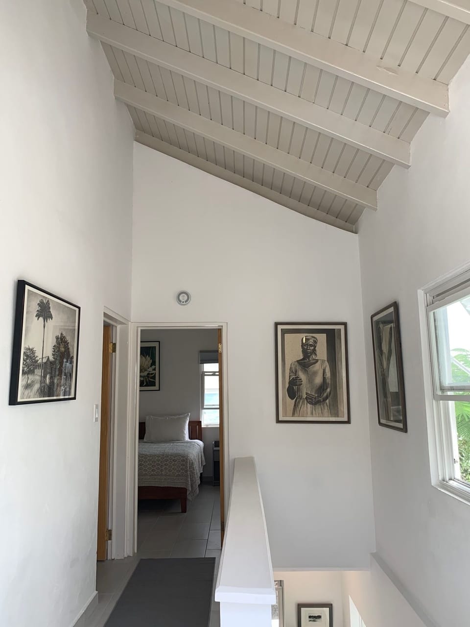Upstairs landing features original artwork by Jenny Freestone