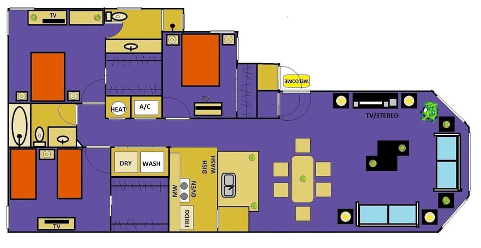 House, 3 Bedrooms, Garden View, Poolside | Floor plan