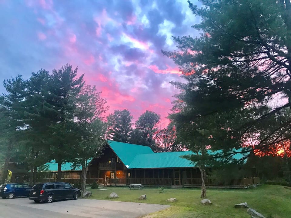 Front view of Lodge. Rooms facing parking lot.