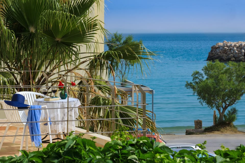 Balcony of the Beach villa in Almyrida, Chania