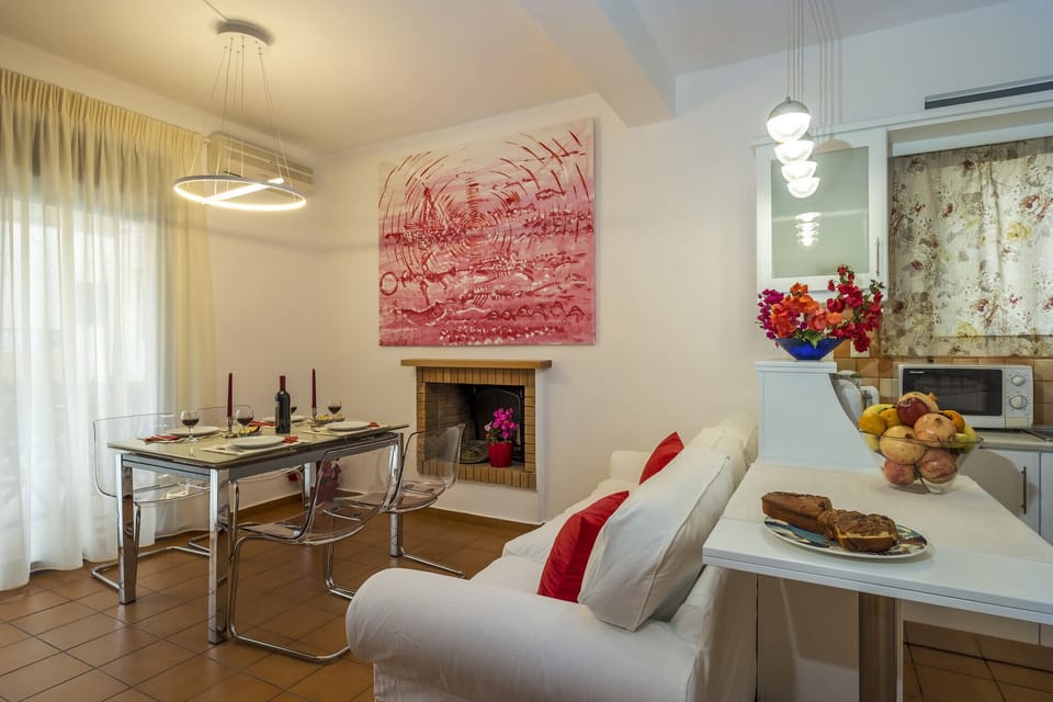Living area of the Beach villa in Almyrida, Chania