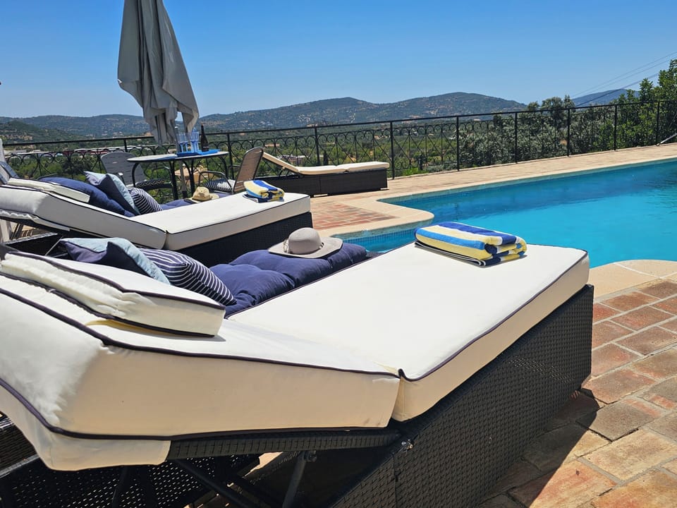 Lower pool terrace with beautiful valley views