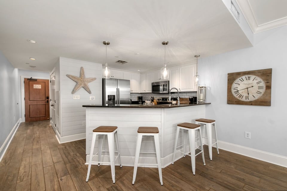 Kitchen bar seating perfect for casual dining and gathering
