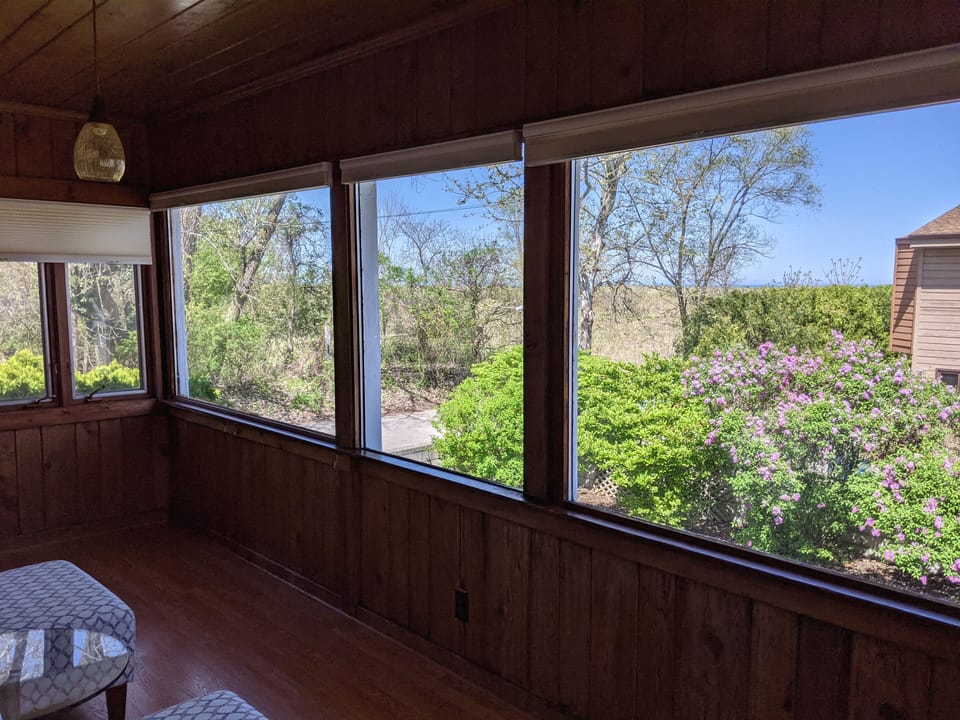 View from living room towards the lake, side yard