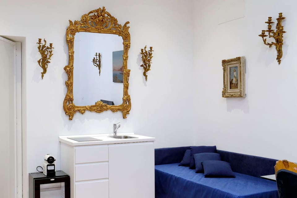 Refined mirror and comfortable sofa 