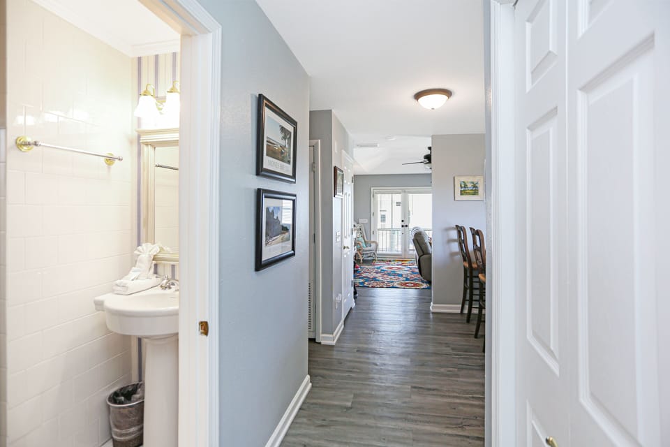 Hallway with Full Bath & Laundry Closet