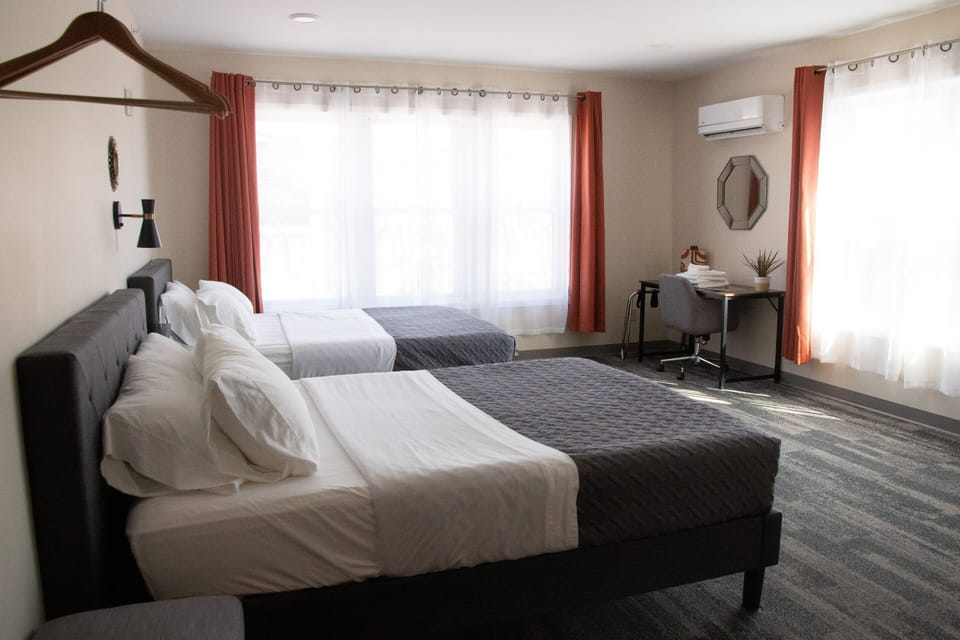 Double Room, 2 Queen Beds | Iron/ironing board, free WiFi, bed sheets