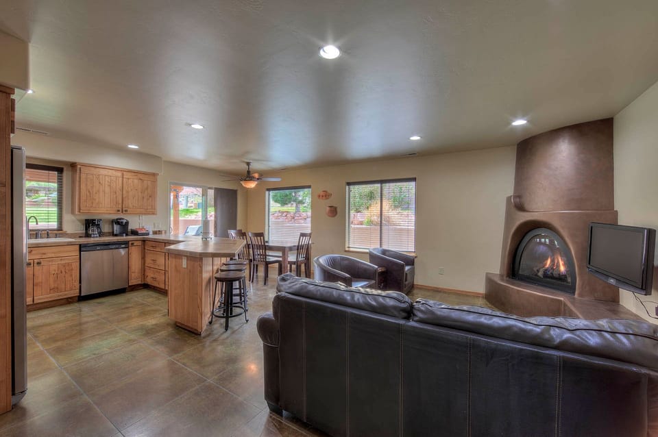 Living area | Gas Fireplace | Kitchen | Dining Area