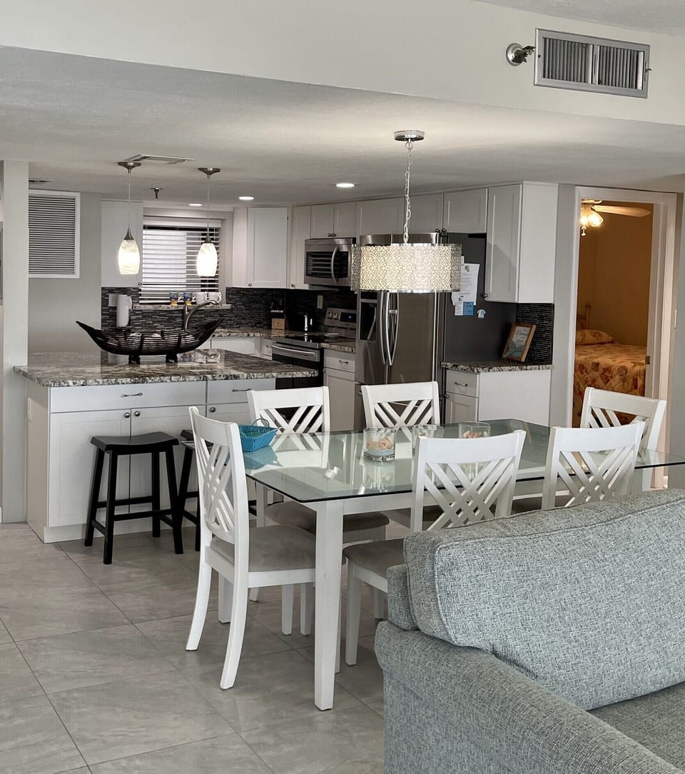 Guest bedroom is to the right of the kitchen 