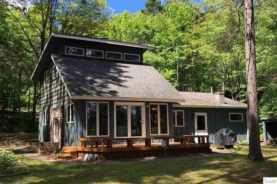 View of cabin from lake-side.