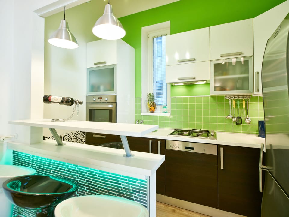 Full-size fridge, microwave, oven, stovetop
