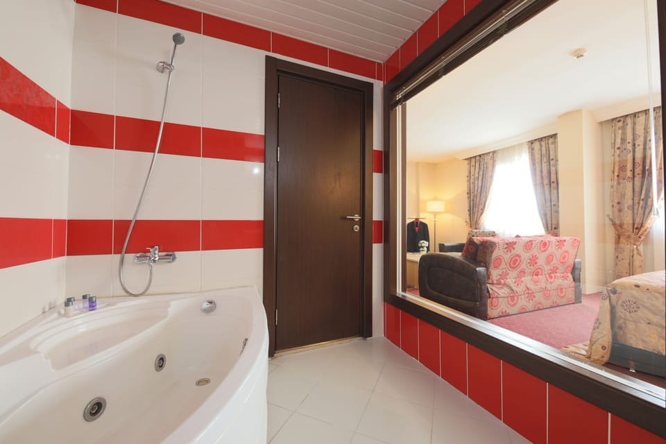 Shower, free toiletries, hair dryer, slippers